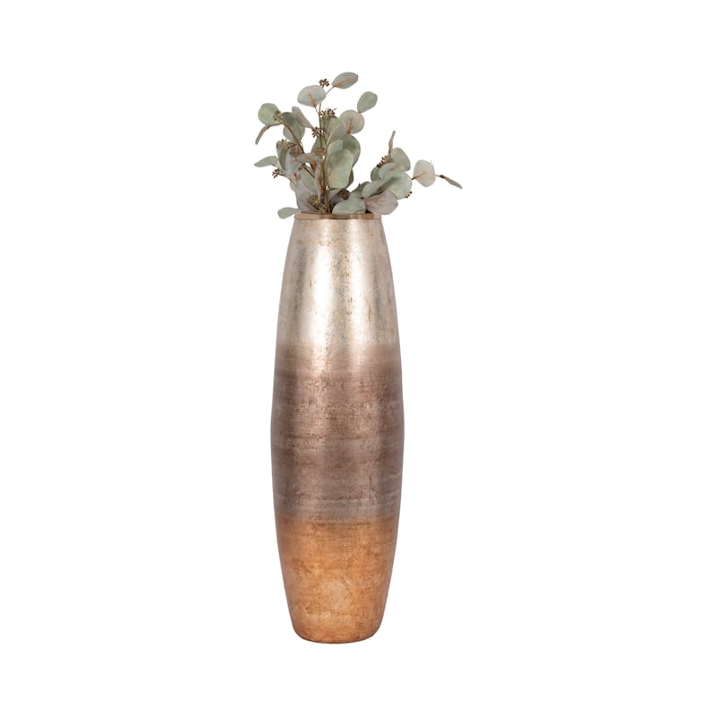 Sagebrook Home Curved Glass Vase, Glass/Metallic, Multi Finish, 17,24,31 Inch