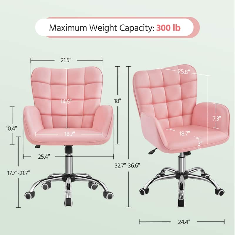 Yaheetech Faux Leather Desk Chair with Padded Armrests Modern Office Chair