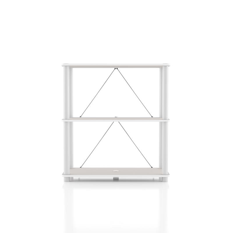 DH BASIC Modern Wood Shelving Unit with storage - Tier Shelves, Cube Ladder Shelf by Denhour