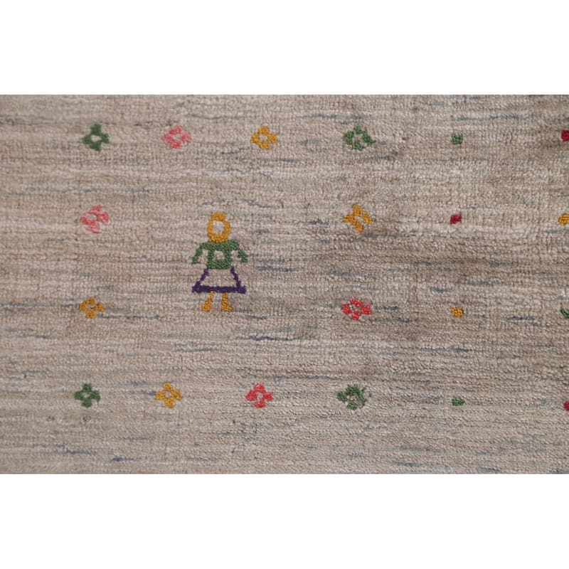 Beige Gabbeh Indian Area Rug Handmade Wool Carpet - 8'3"x 9'8"
