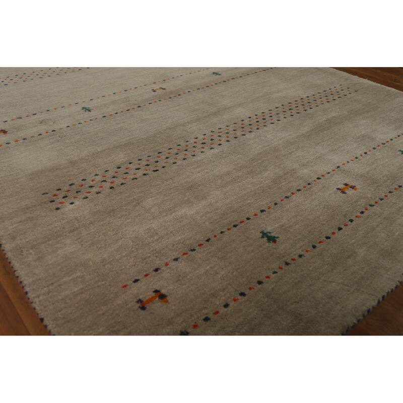 Hand Knotted Oriental 100% Wool Carpet Tribal Animal Pictorial Beige & Ivories Gabbeh Area Rug - 6' 5'' X 4' 7''