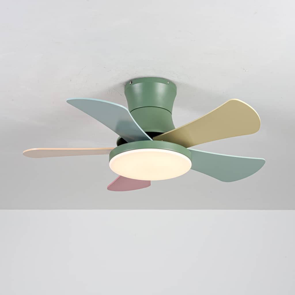 36 in. Modern Remote Control Color-Changing with Green and Colorful Blades Smart Ceiling Light Fans For Kids Room
