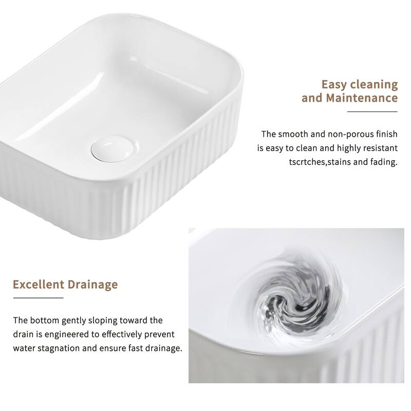 GDFStudio - Rosdale Modern Ceramic Vessel Sink with Above-Counter Design