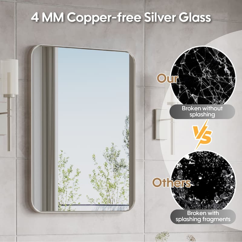Modern Bathroom Rectangular Wall Mounted Anodized Aluminum Framed Vanity Mirror