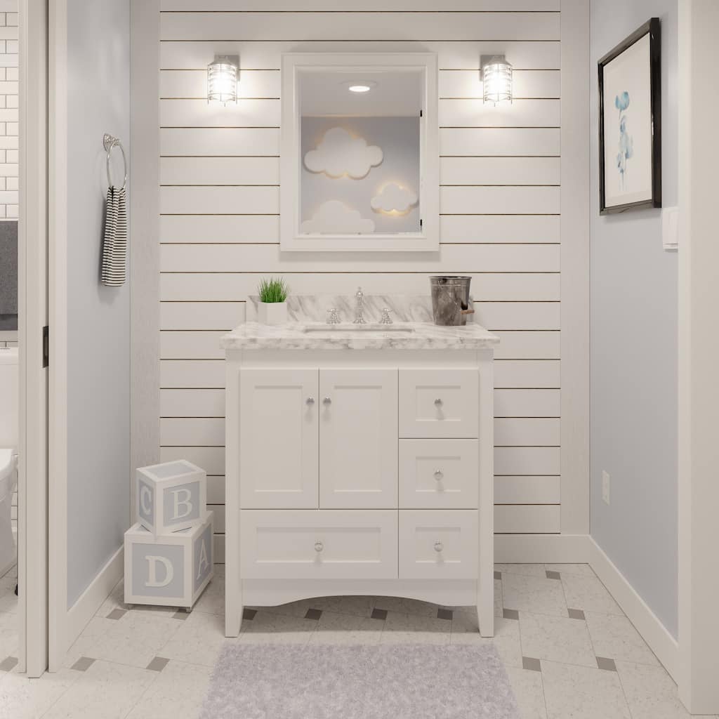 KitchenBathCollection Abbey 36" Bathroom Vanity with Carrara Marble Top