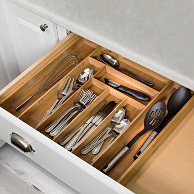 Natural Bamboo Large Expandable Drawer Organizer