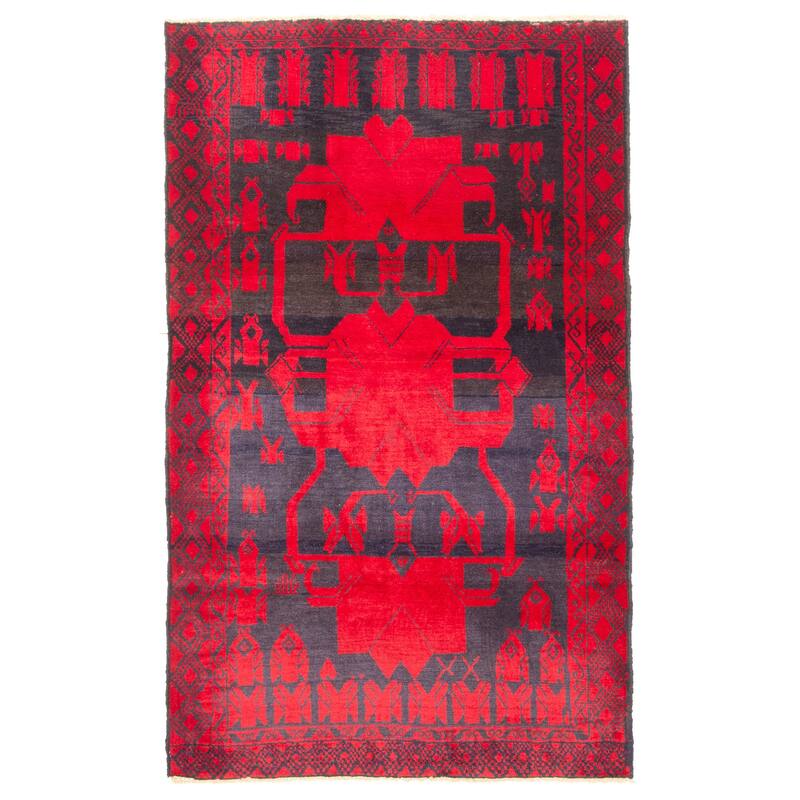 ECARPETGALLERY Hand-knotted Teimani Red Wool Rug - 4'0 x 6'6