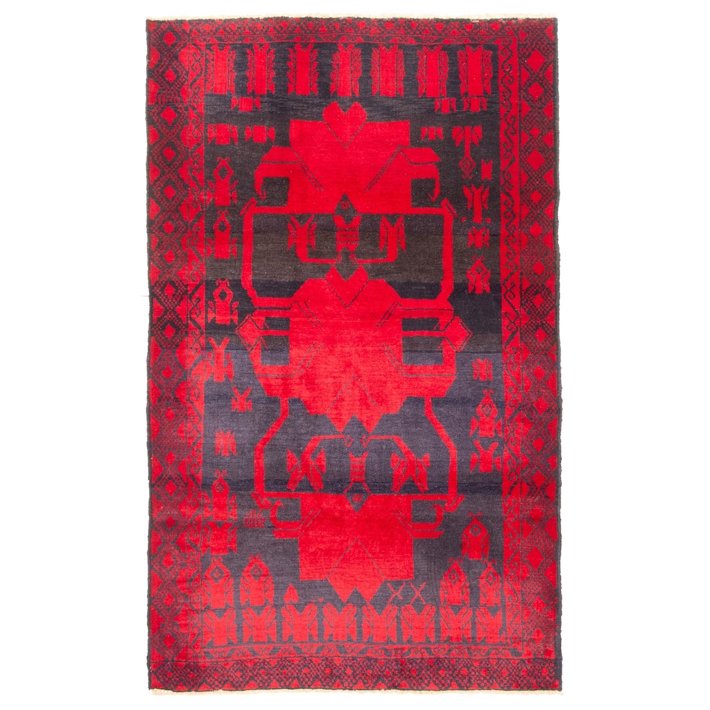 ECARPETGALLERY Hand-knotted Teimani Red Wool Rug - 4'0 x 6'6
