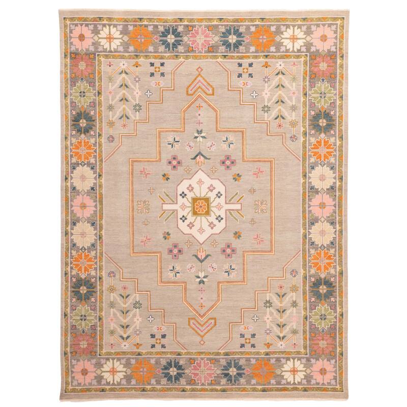 ECARPETGALLERY Hand-knotted Modern Oushak Grey Wool Rug - 9'0 x 11'10