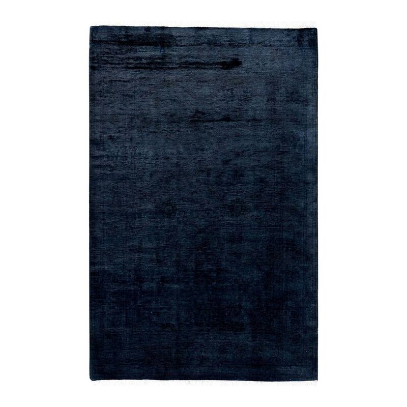 Overton Hand Knotted Wool Vintage Inspired Modern Contemporary Overdyed Black Area Rug - 4' 2" x 6' 4"