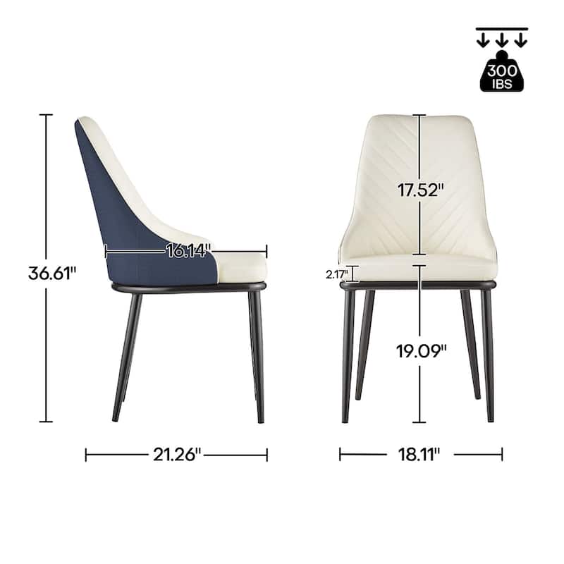 Faux Leather Upholstered Dining Chairs with Woven Back, Set of 2 - 18.11"W x 21.26"D x 36.61"H