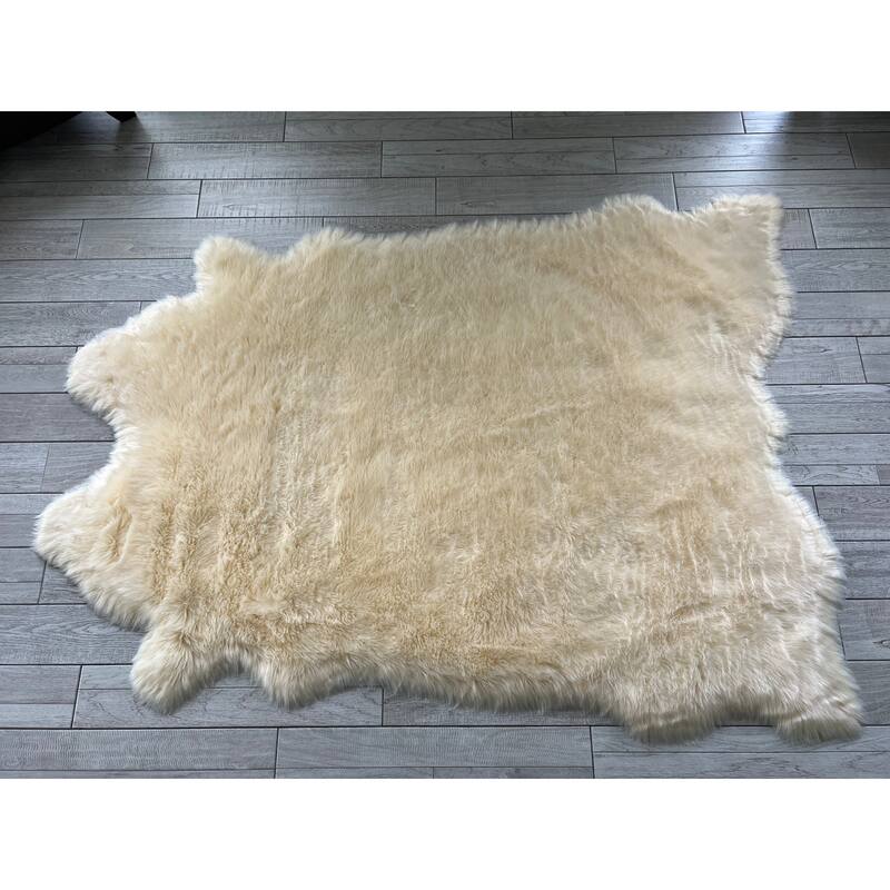 Silver Orchid Luxurious Faux Bison Skin Shag Rug