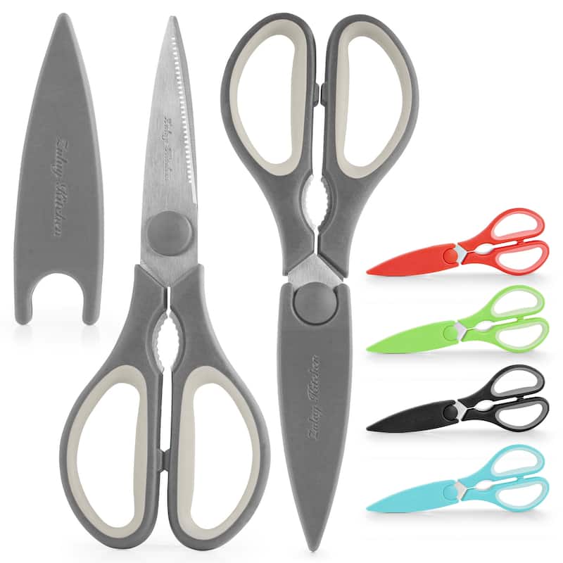 Zulay Kitchen Ultra Sharp Stainless Steel Kitchen Shears With Protective Cover