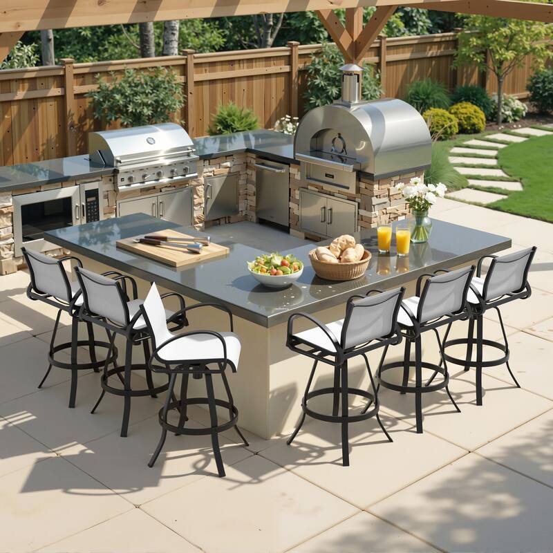 Crestlive Products Outdoor Patio All-weather Aluminum Swivel Bar Stools Sunbrella