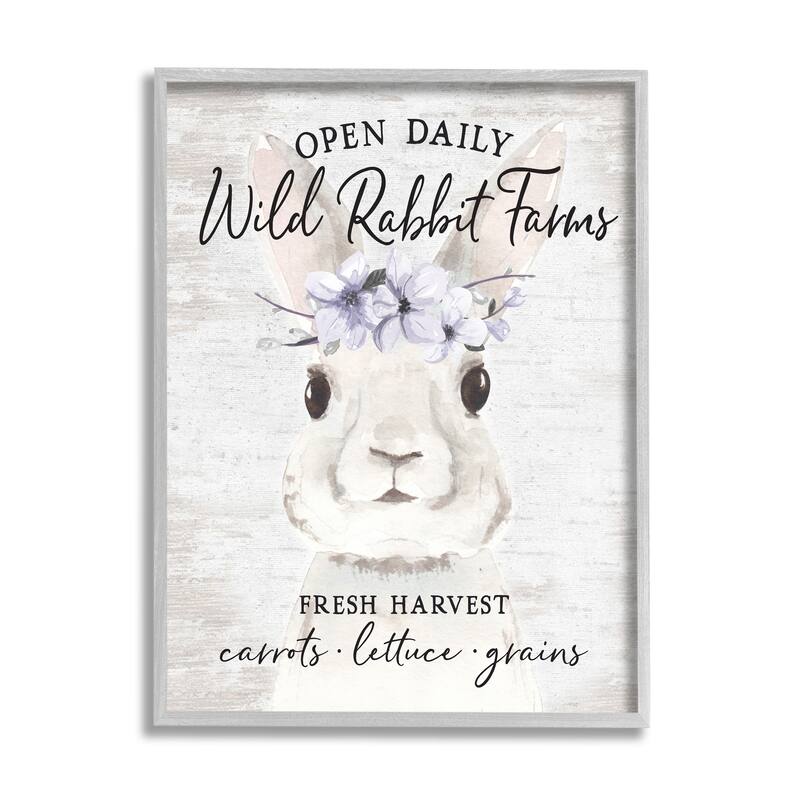 Stupell Wild Rabbit Farms Weathered Floral Crown Sign Framed Wall Art - White