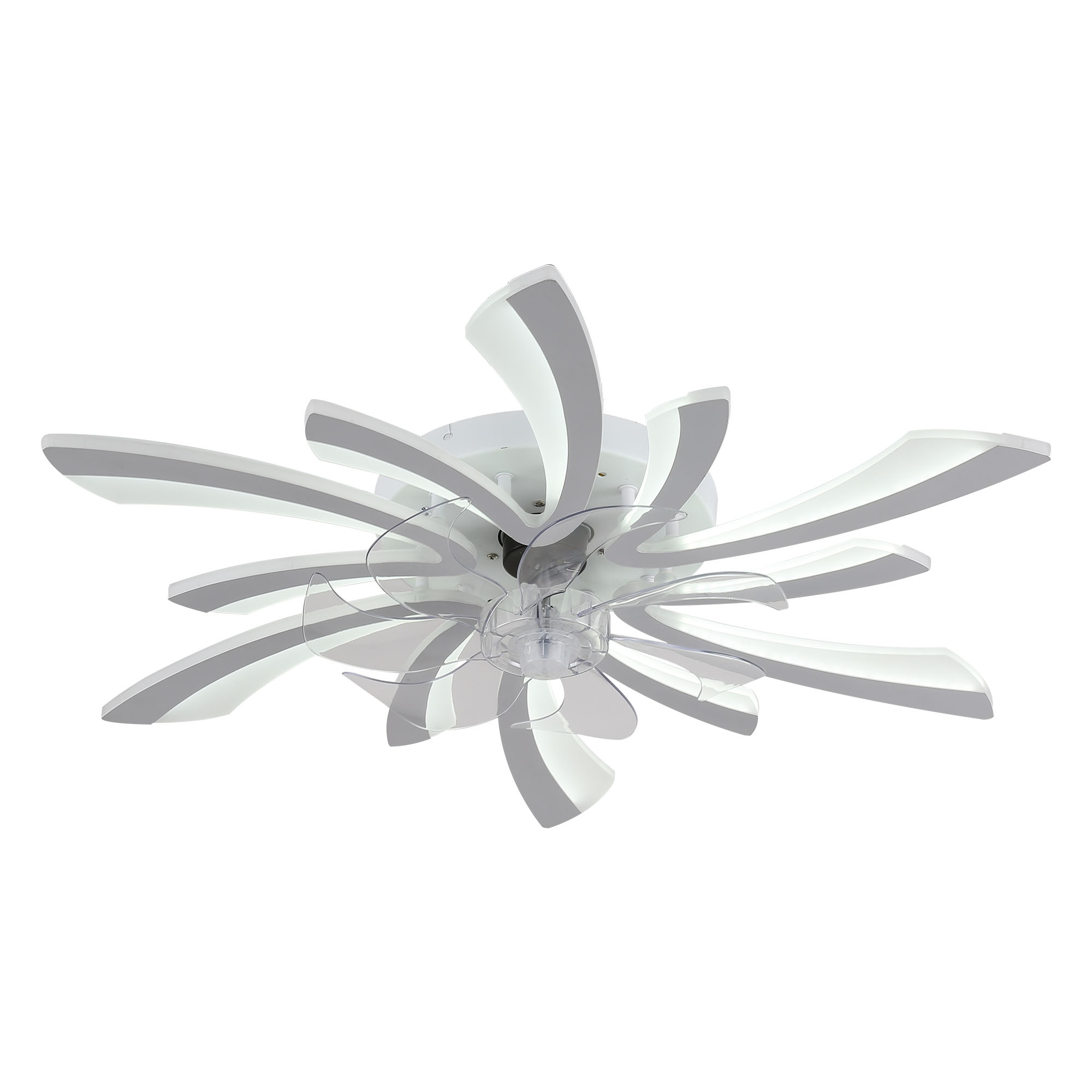 Chichoice 31" Modern Low Profile Flower Ceiling Fan with LED Light, Hidden Blade 6-Speed Flush Mount Fandelier with Remote/App