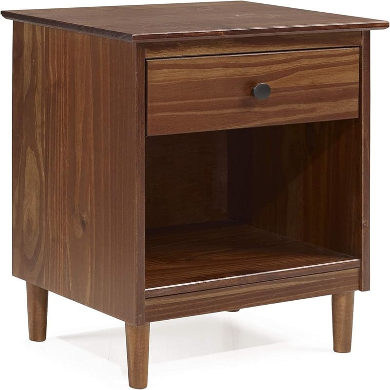 raditional Wood 1 Drawer Nightstand Side Table Bedroom Storage Drawer - Walnut