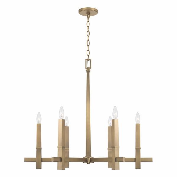 Blake 6light Aged Brass Hanging Chandelier Bed Bath & Beyond 37290779