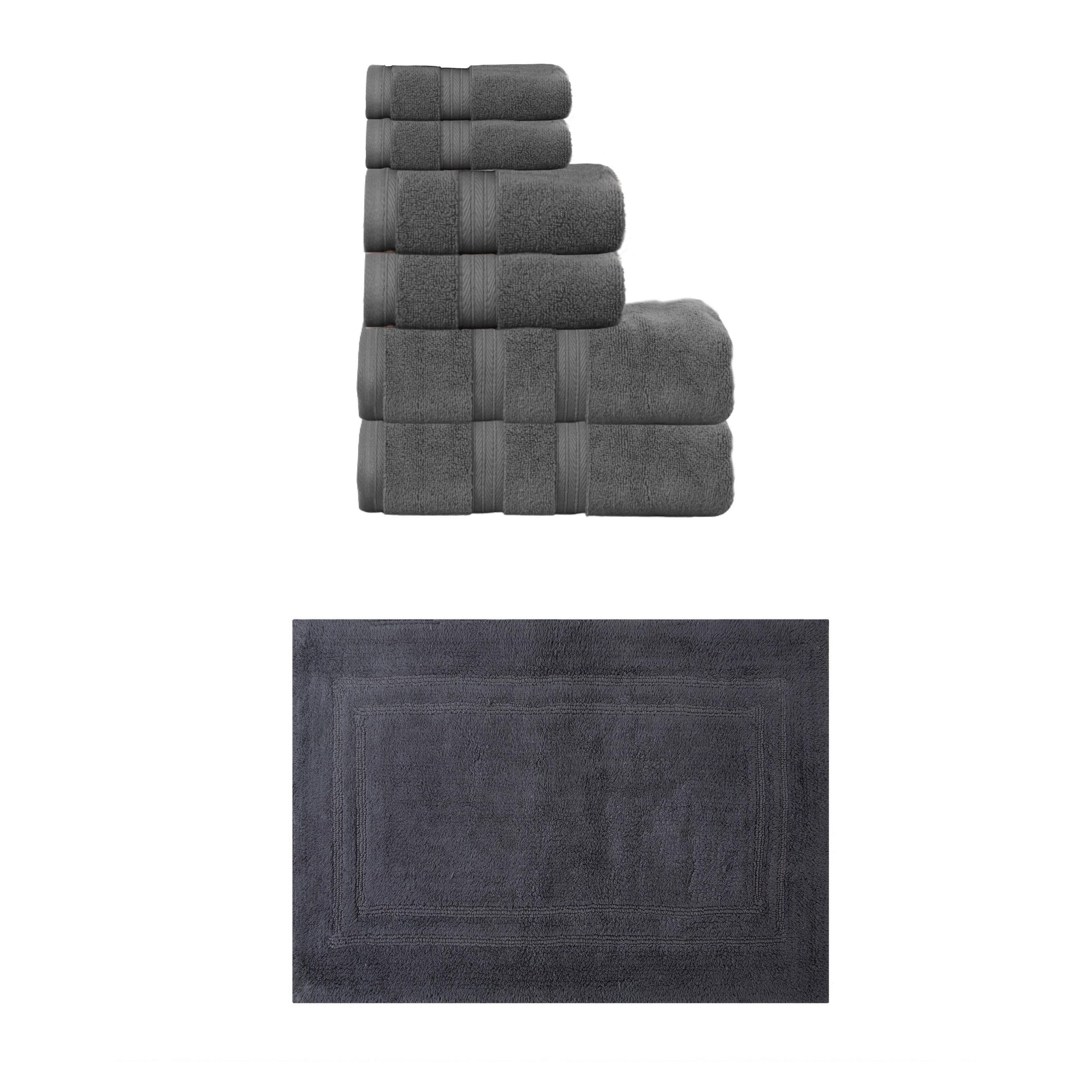 Home Weavers Luxury Collection 100% Soft Cotton 6 Pc Towel Set & 1 Pc 17x24" Bath Rug, Machine Wash & Non Slip (Set of 7)