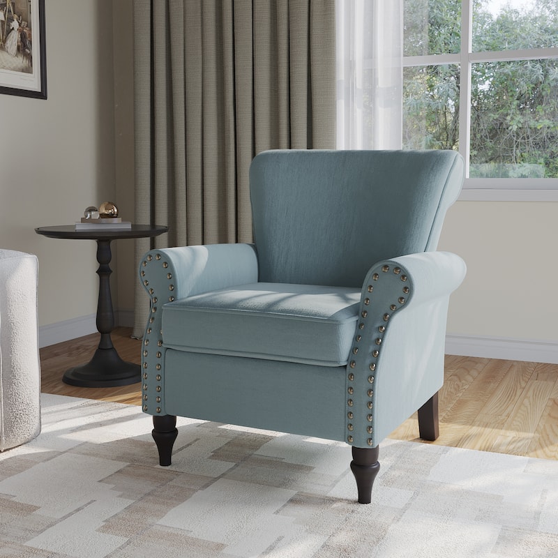 Mid-Century Modern Accent Chairs with Nailhead Trim