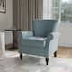 Mid-Century Modern Accent Chairs with Nailhead Trim - Linen - Light Blue