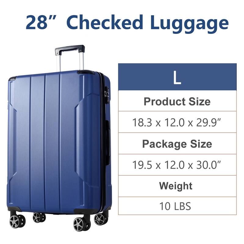 Hardshell Luggage, Lightweight Durable ABS Suitcases with Double Wheels