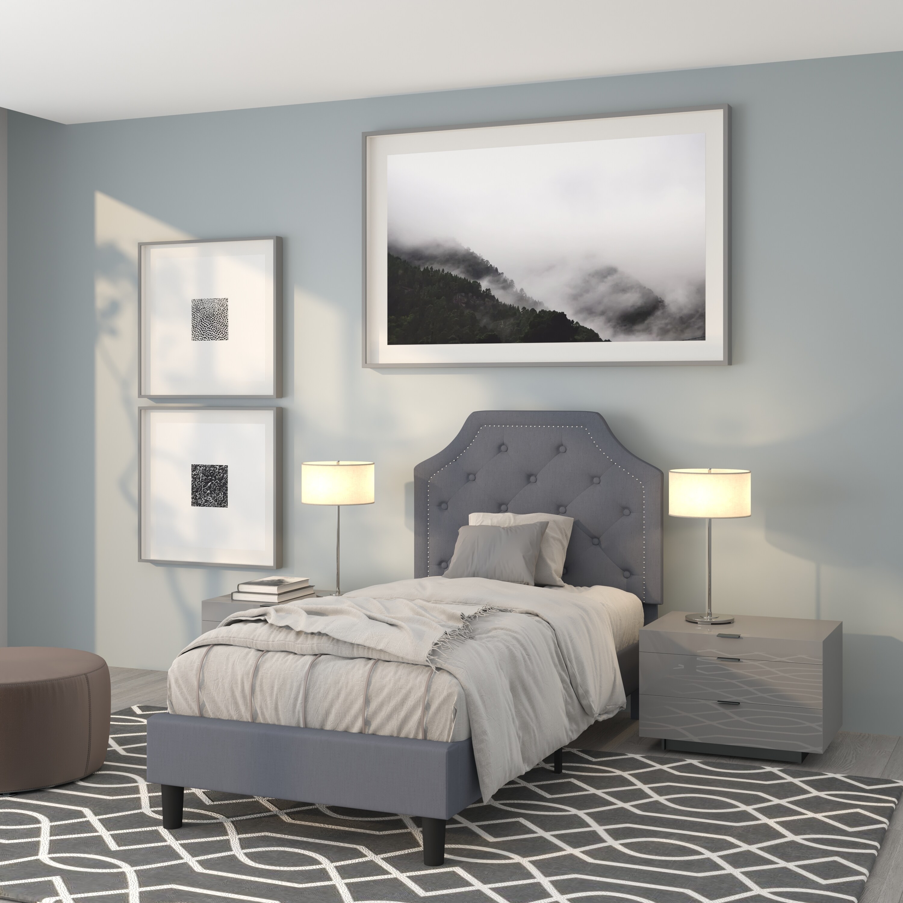 Tiara upholstered hotsell platform bed