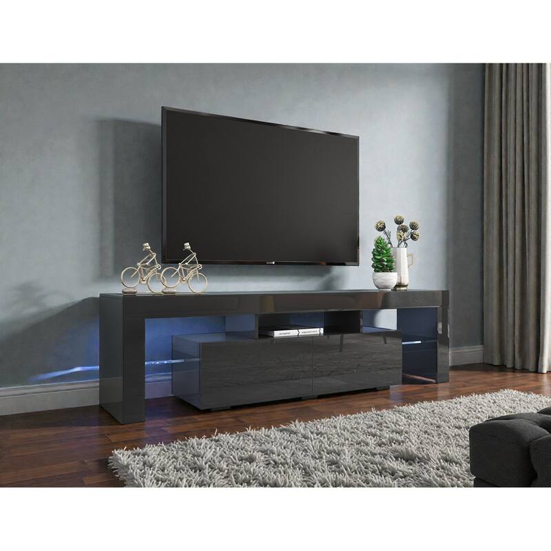 Modern 63" TV Stand with 20-Color LED Lights, Remote Control Media Console for 60-69 Inch TVs