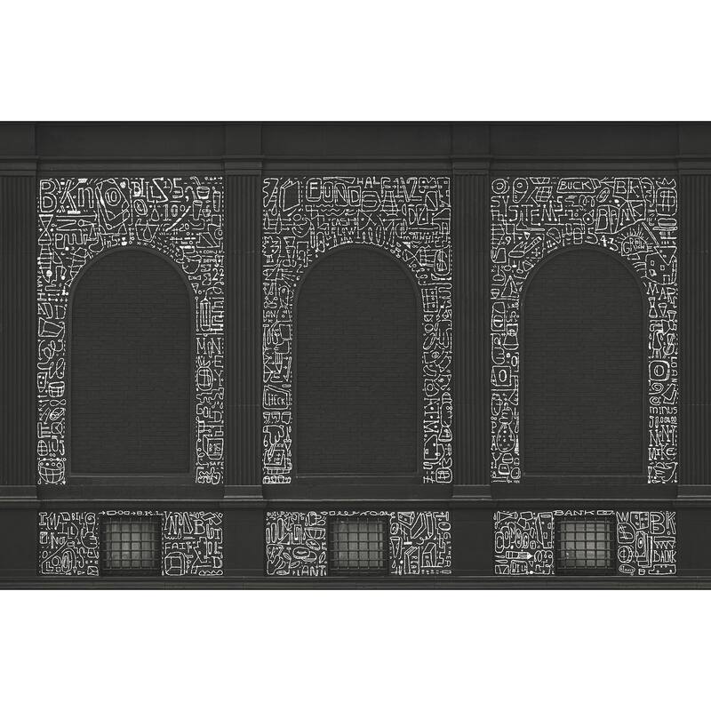 KT Merz BKLYN Bank Windows Black Wall Mural