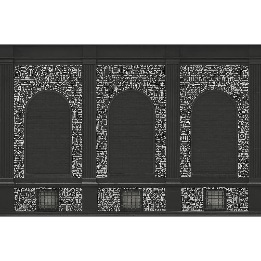 KT Merz BKLYN Bank Windows Black Wall Mural