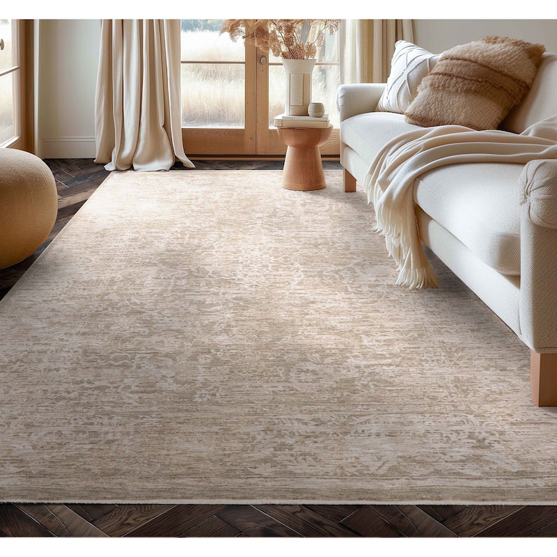 Well Woven Ethos Harmony Vintage Oriental Textural Earthy Neutral Rug - 5'3" x 7'7" - Beige