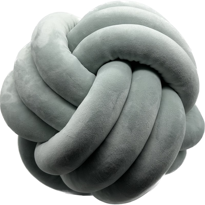 LCM Home Fashions Soft Home Decorative Plush Knott Pillow Ball Pillow Cushions - N/A - Grey