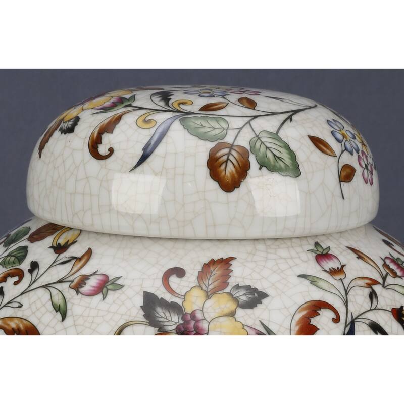 Aa Importing 10" Jar With Lid, Floral Design - 10 X 8.5 X 8.5 inches