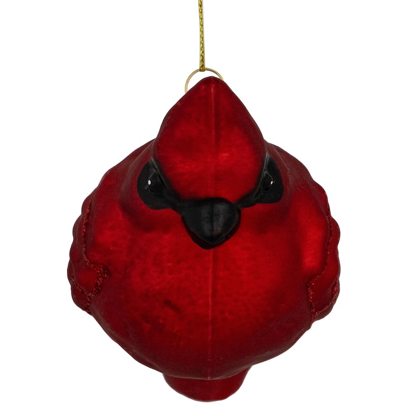 5.5" Shiny Red Cardinal Hanging Glass Christmas Ornament