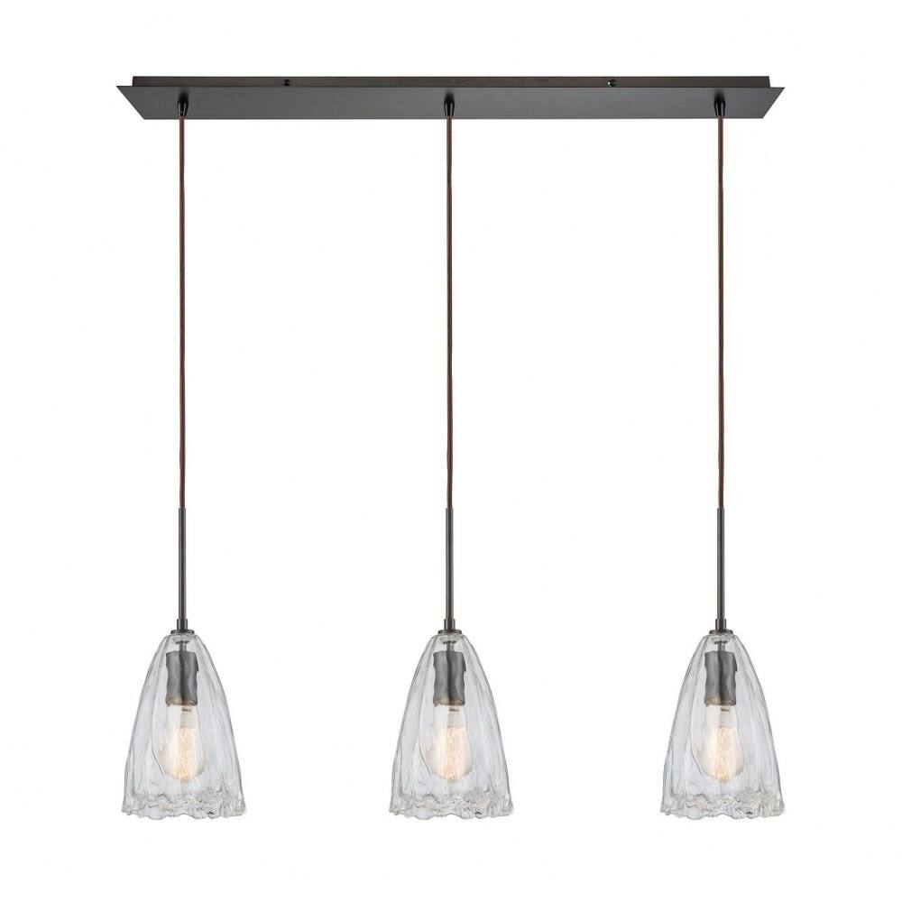 Hanson Esplanade - Three Light Linear Mini Pendant Oil Rubbed Bronze Finish with Clear Hand-Formed