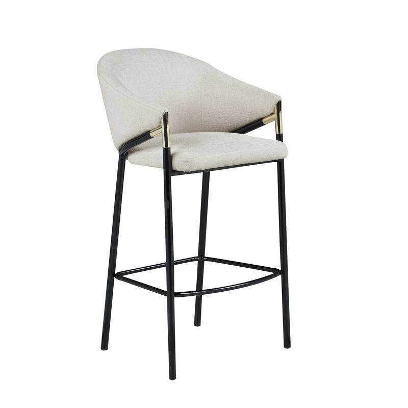 Belvedere Beige Upholstery Sloped Arm Bar Stools (Set of 2)