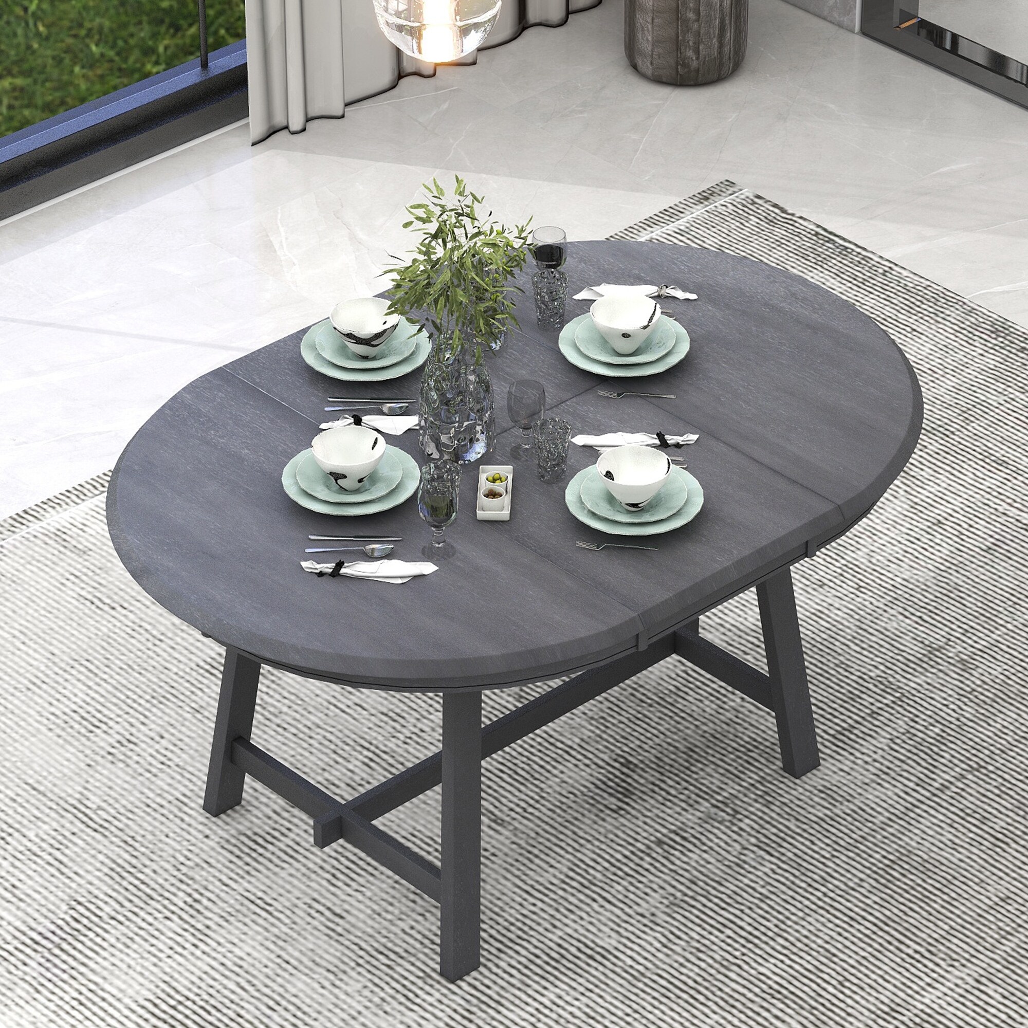 Round extendable garden clearance table