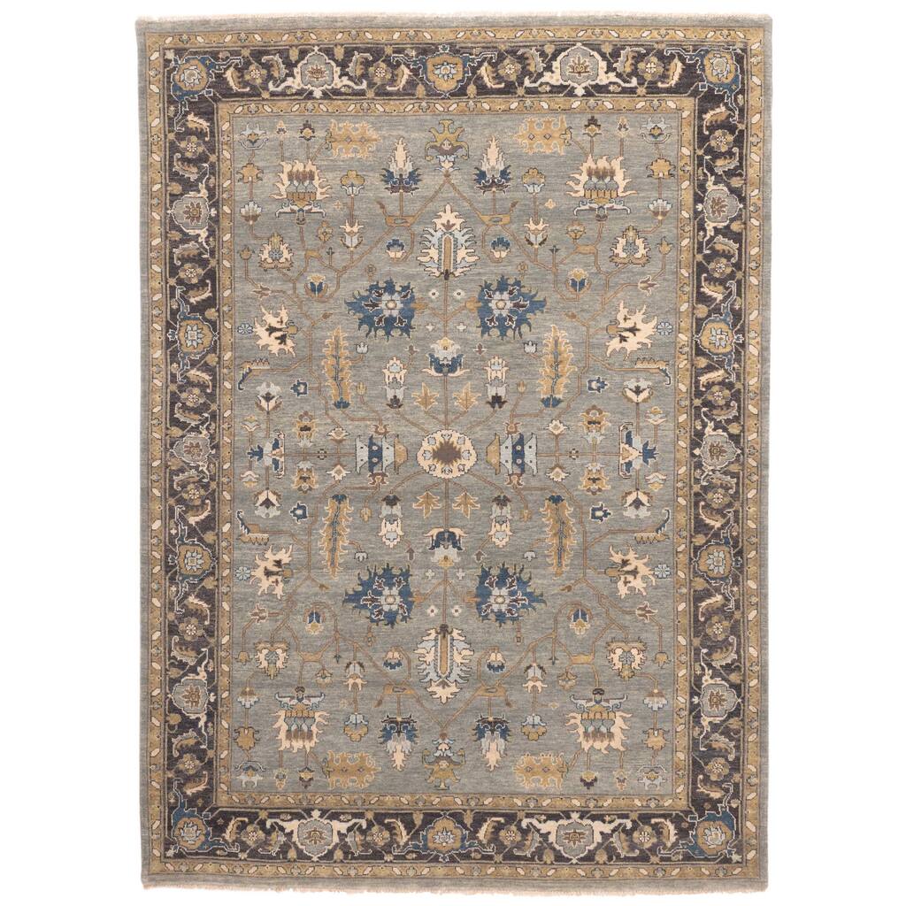 ECARPETGALLERY Hand-knotted Finest Agra Jaipur Teal Wool Rug - 9'5 x 13'2