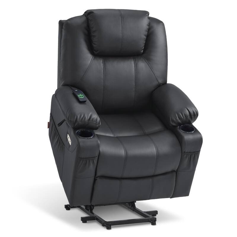 MCombo Electric Power Lift Recliner Chair Sofa with Massage and Heat, 3 Positions, USB Ports, Faux Leather 7040