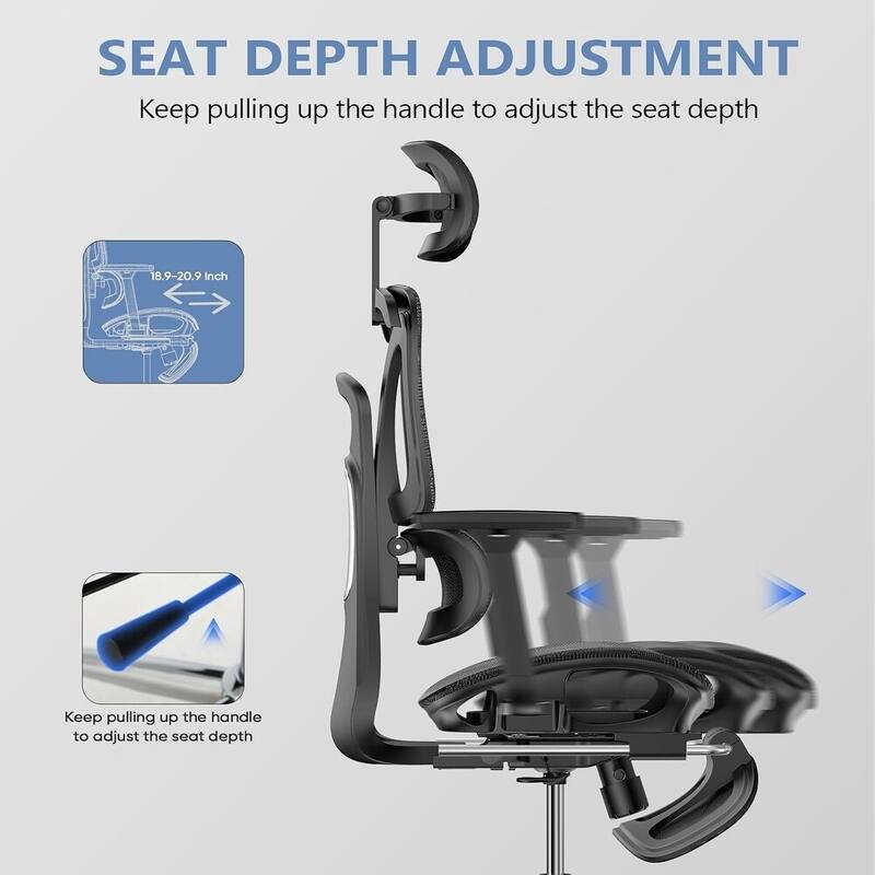 EROMMY Ergonomic Heated Massage Office Chair with Lumbar Support, Reclining Backrest, 2/4/6-Point Massage