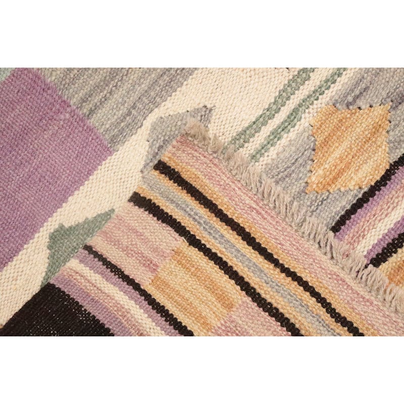 Hand Woven Oriental 100% Wool Carpet Southwestern Tribal Multi-Colored Kilim Area Rug - 4' 9'' X 2' 10''