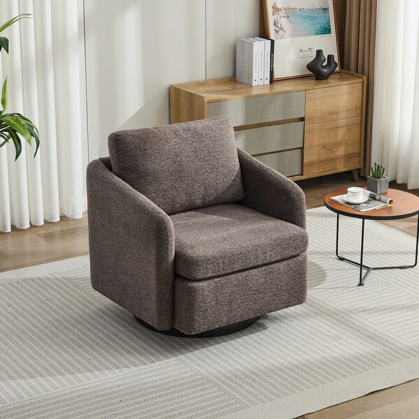 Taupe Chenille Swivel Accent Chair Comfy Single Sofa Chair Reading Chair Club Chair Lounge Armchair for Living Room Bedroom Bed Bath Beyond 41915237