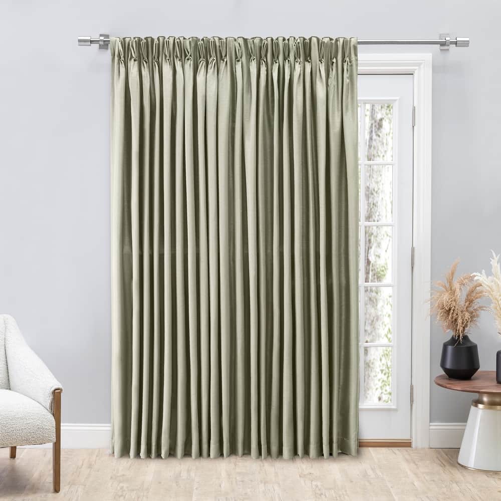 Premium Grasscloth Sheen Pinch Pleat w Back Tab Patio Curtain Panel