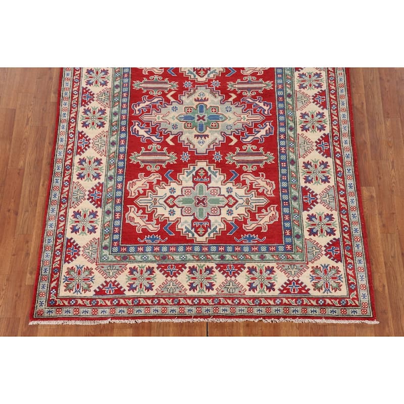 Traditional Kazak Rug Handmade Red Wool Carpet - 5'1" x 6'9"