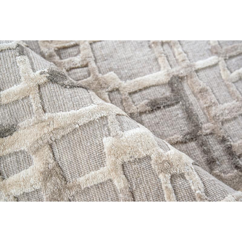 EXQUISITE RUGS Vista Hand-loomed Wool/Bamboo Silk Mocha Beige Area Rug.