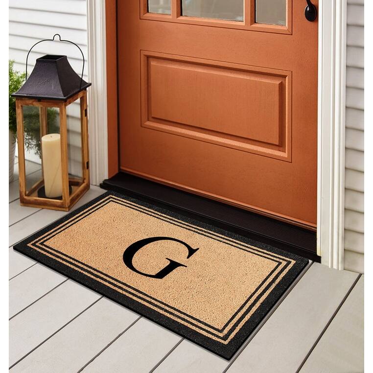 A1HC Natural Coir Monogrammed Heavy Duty PVC Backing Doormat