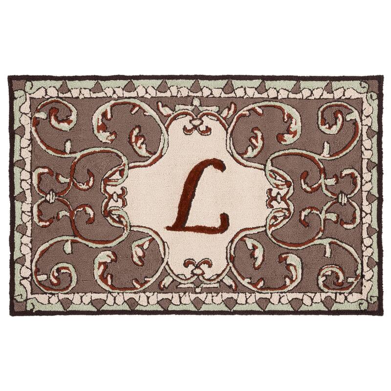 SAFAVIEH Hand-hooked Monogram J Mocha Rug
