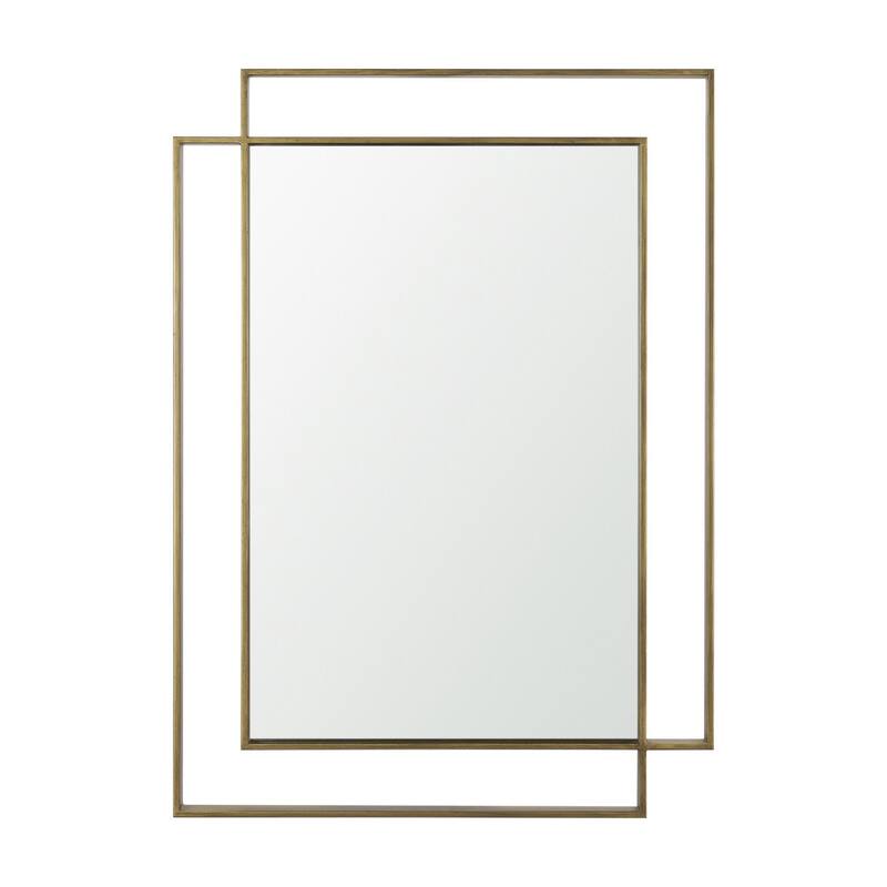 Tiva is a rectangular mirror with a brushed gold finished dual metal frame. - 31.5L x 1.8W x 43.3H