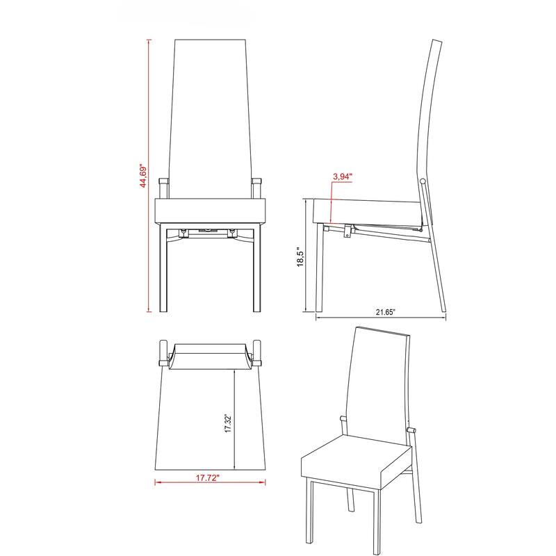 Somette Contemporary Motion Back Side Chair, Set of 2 - N/A
