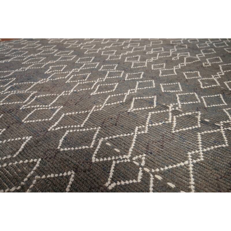 All-Over Geometric Moroccan Oriental Area Rug Handmade Wool Carpet - 7'10" x 10'1"